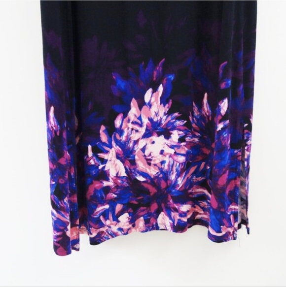 Dana Buchman floral Side Slits Long Slim Maxi Skirt (M) Black EUC - Picture 4 of 8